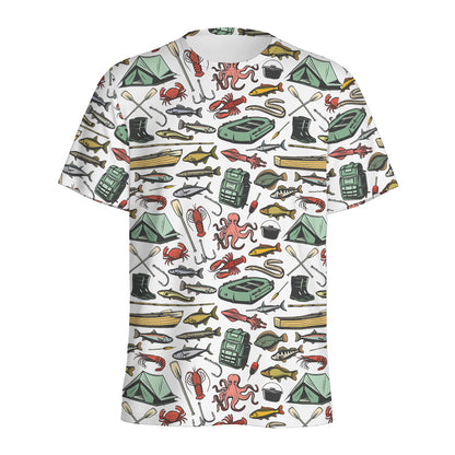 Fishing Equipment Pattern Print Men's Sports T-Shirt