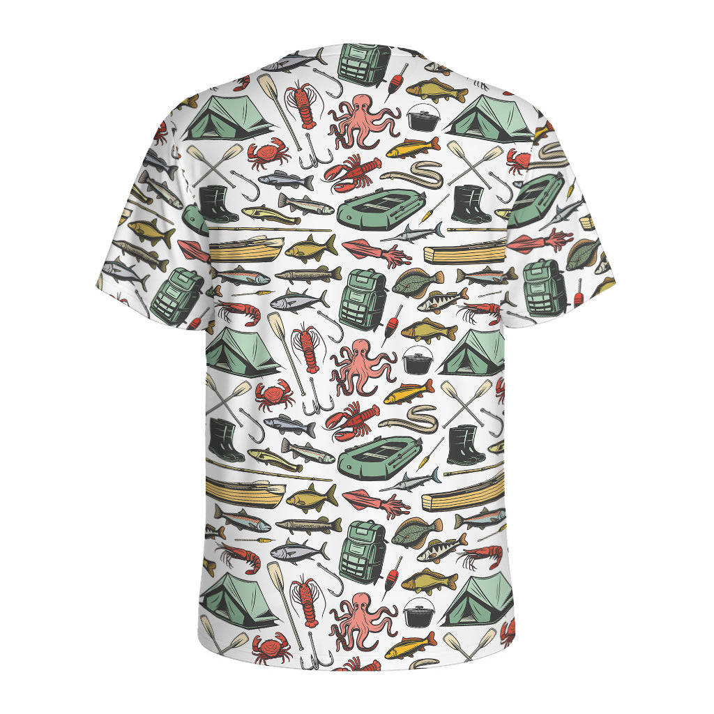 Fishing Equipment Pattern Print Men's Sports T-Shirt