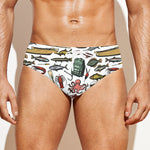 Fishing Equipment Pattern Print Men's Swim Briefs