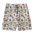 Fishing Equipment Pattern Print Men's Swim Trunks