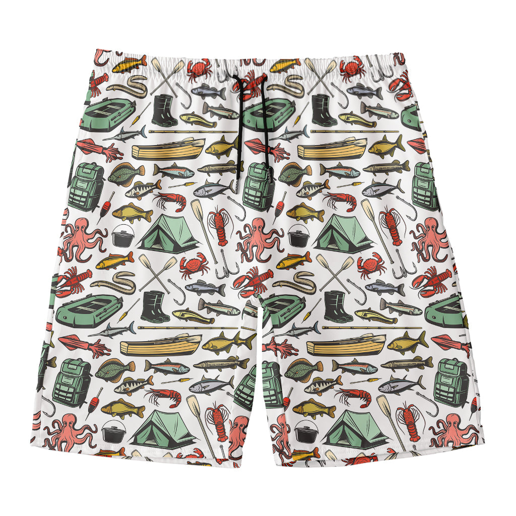 Fishing Equipment Pattern Print Men's Swim Trunks