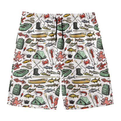 Fishing Equipment Pattern Print Men's Swim Trunks
