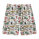 Fishing Equipment Pattern Print Men's Swim Trunks