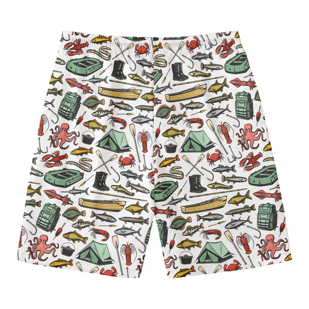 Fishing Equipment Pattern Print Men's Swim Trunks