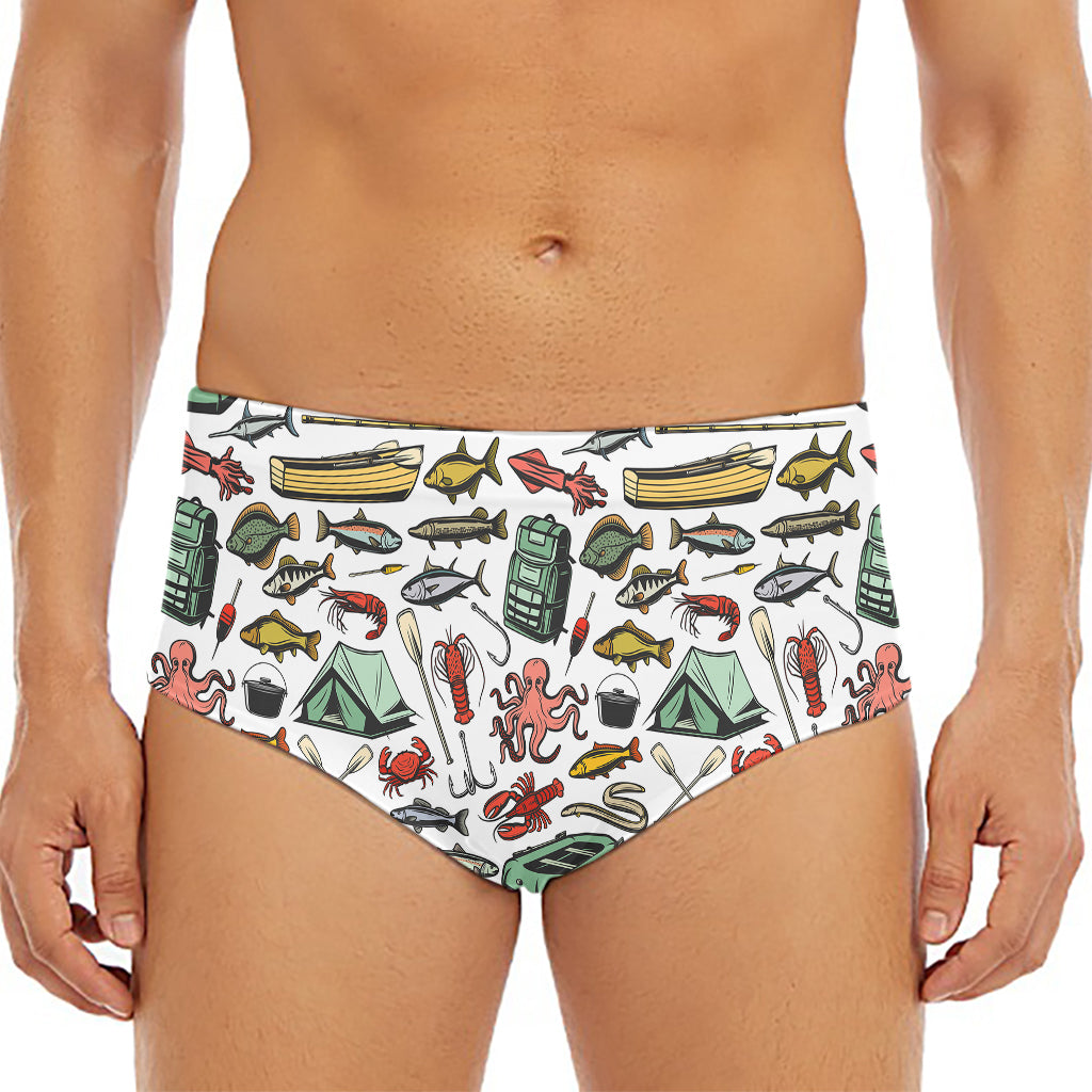 Fishing Equipment Pattern Print Men's Triangle Swim Briefs