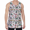 Fishing Equipment Pattern Print Men's Velvet Tank Top