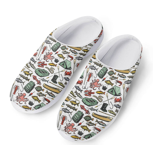 Fishing Equipment Pattern Print Mesh Casual Shoes