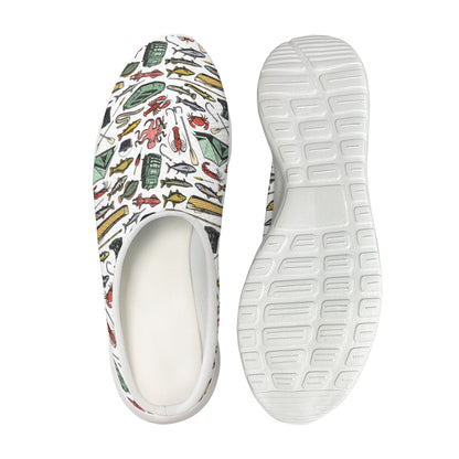 Fishing Equipment Pattern Print Mesh Casual Shoes
