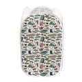 Fishing Equipment Pattern Print Mesh Laundry Hamper