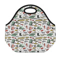 Fishing Equipment Pattern Print Neoprene Lunch Bag