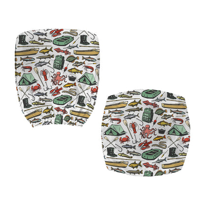Fishing Equipment Pattern Print Office Chair Cover