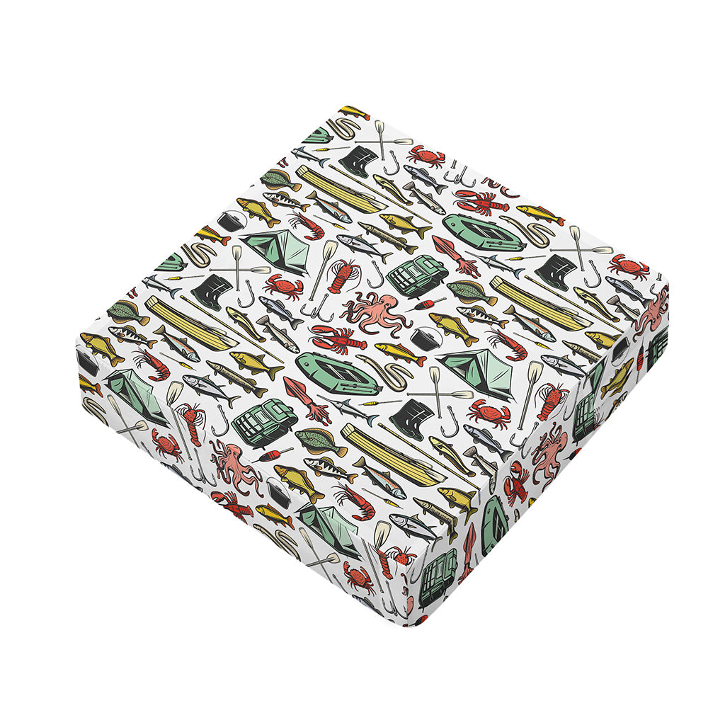 Fishing Equipment Pattern Print Outdoor Seat Cushion Cover