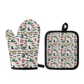 Fishing Equipment Pattern Print Oven Mitt And Pot Holder Set