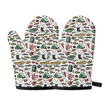 Fishing Equipment Pattern Print Oven Mitts