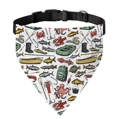 Fishing Equipment Pattern Print Over The Collar Dog Bandana