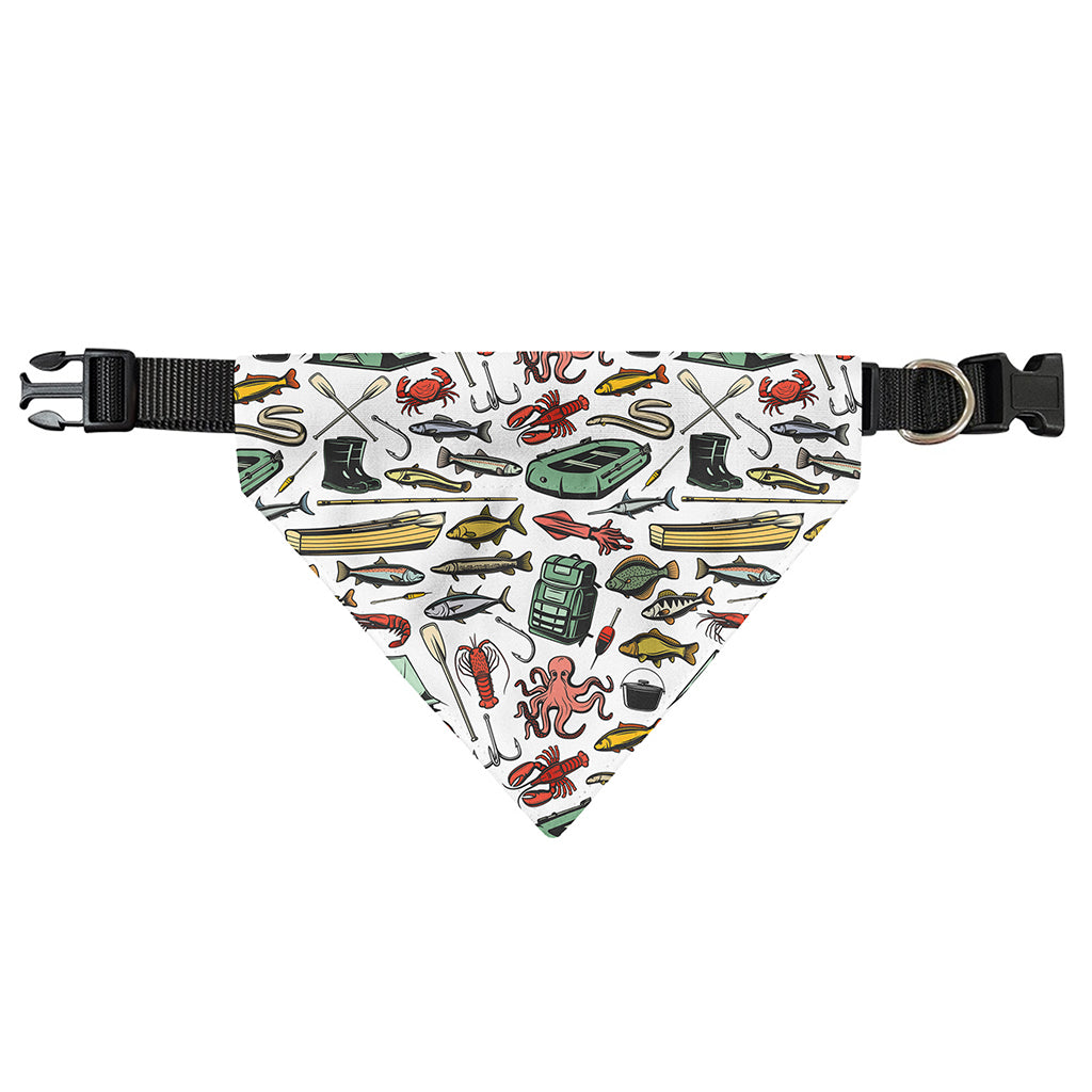 Fishing Equipment Pattern Print Over The Collar Dog Bandana