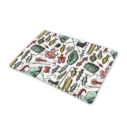 Fishing Equipment Pattern Print Pet Cooling Mat Cover