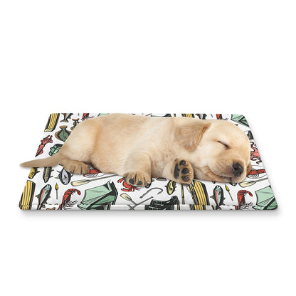 Fishing Equipment Pattern Print Pet Cooling Mat Cover