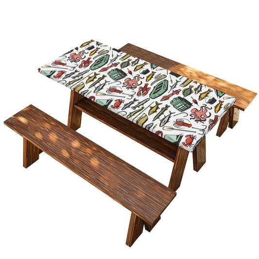 Fishing Equipment Pattern Print Picnic Table Cover
