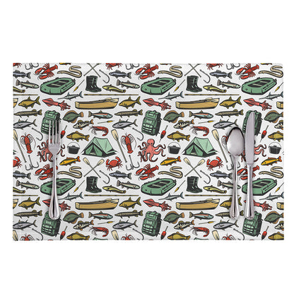 Fishing Equipment Pattern Print Placemat