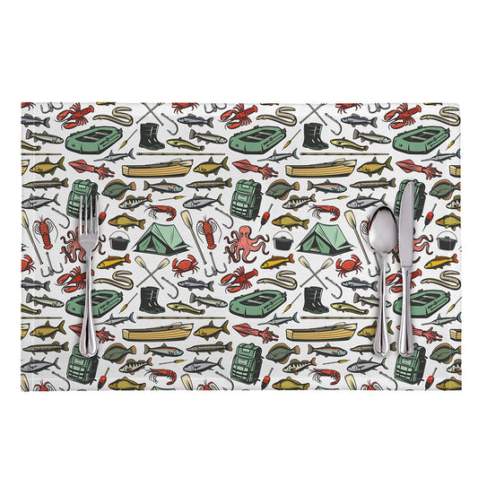 Fishing Equipment Pattern Print Placemat