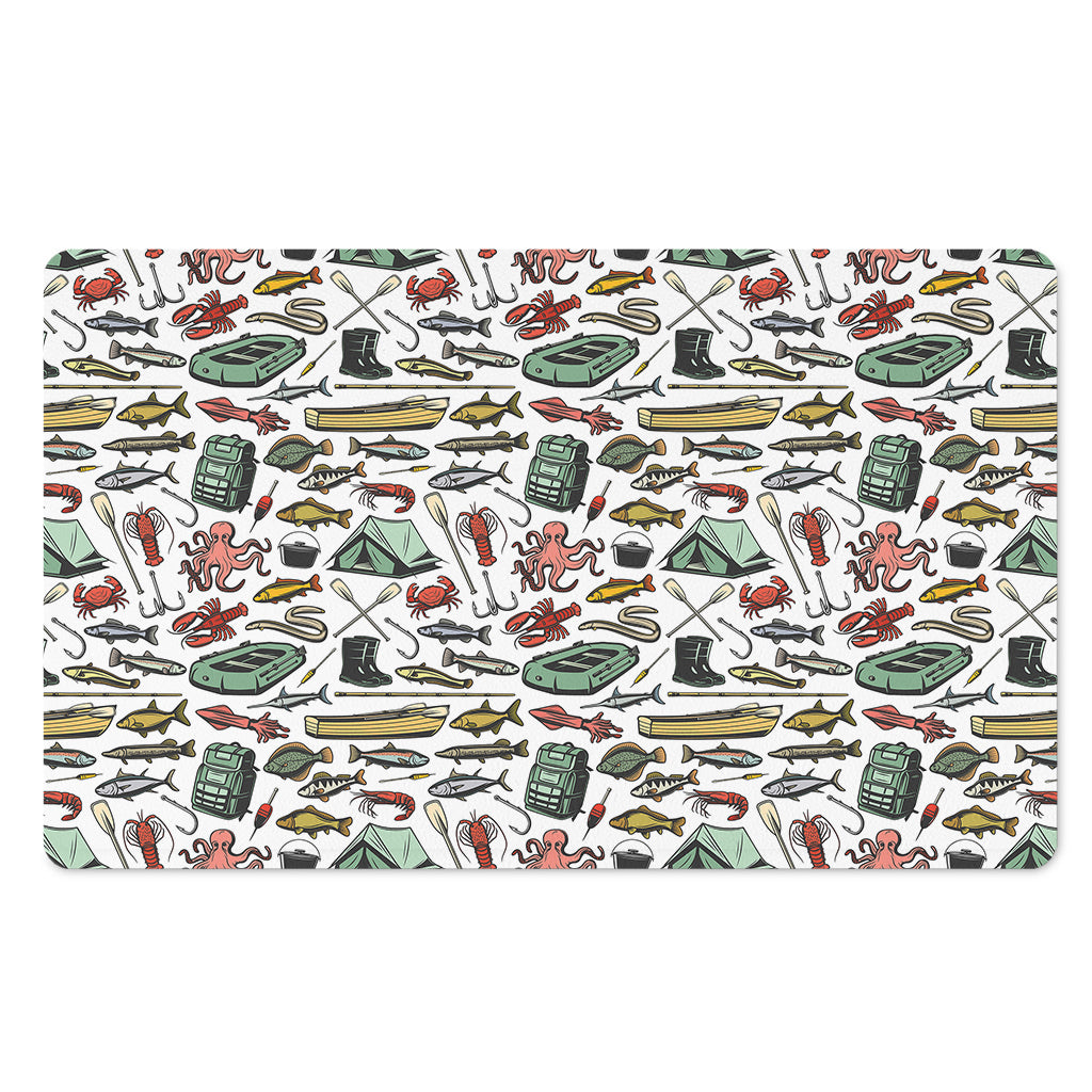 Fishing Equipment Pattern Print Polyester Doormat