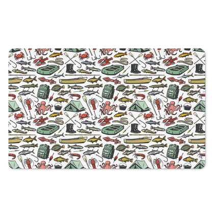 Fishing Equipment Pattern Print Polyester Doormat