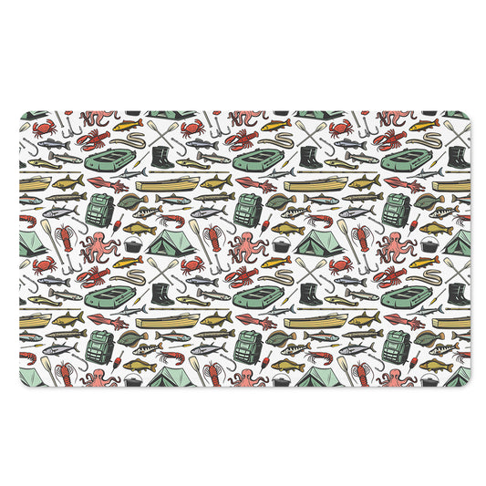 Fishing Equipment Pattern Print Polyester Doormat