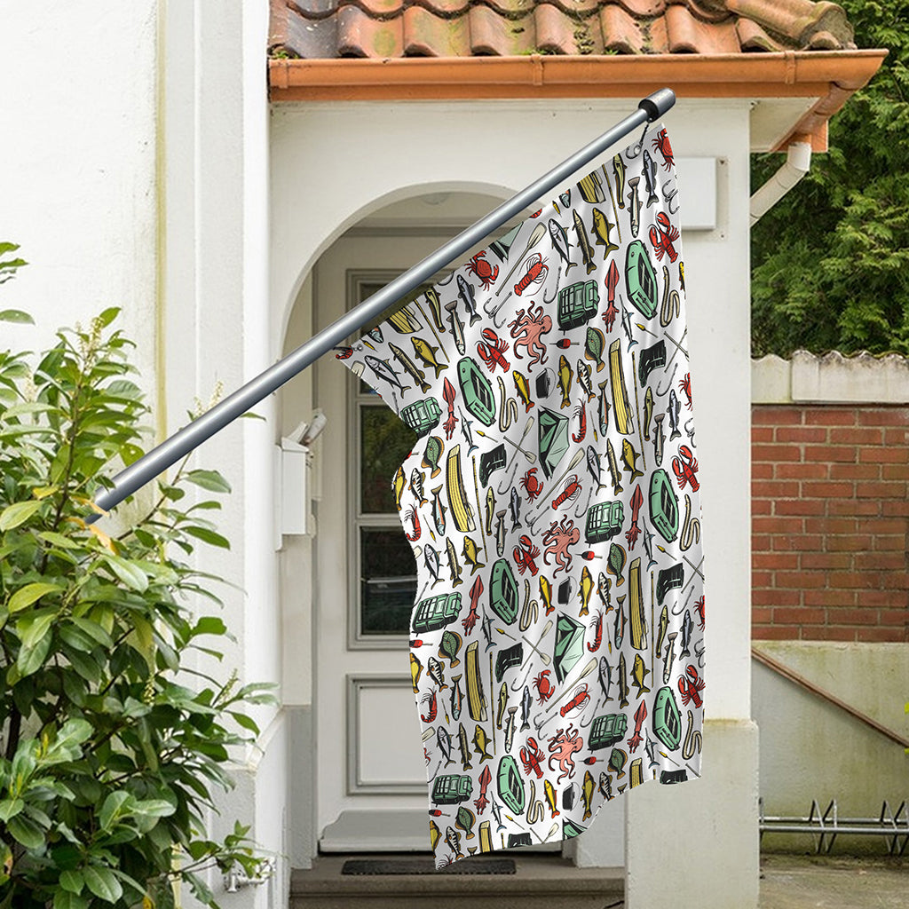 Fishing Equipment Pattern Print Polyester Flag