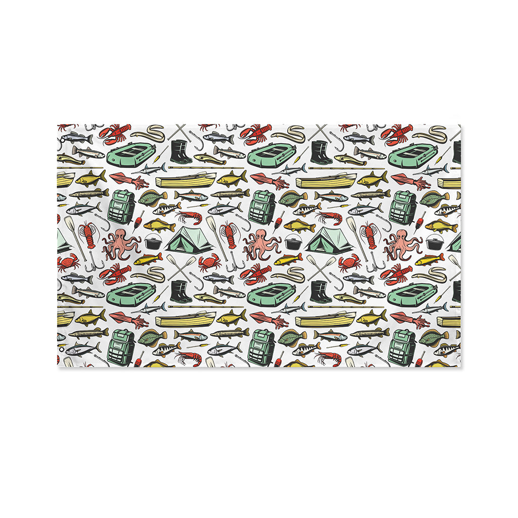 Fishing Equipment Pattern Print Polyester Flag