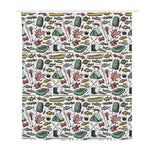 Fishing Equipment Pattern Print Polyester Shower Curtain