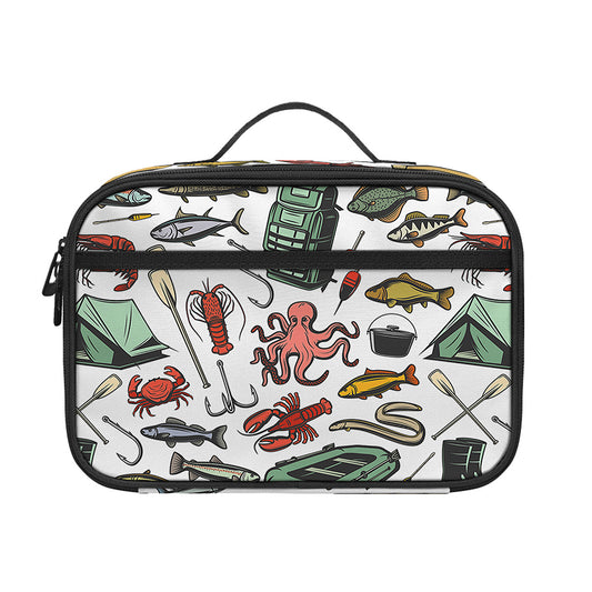 Fishing Equipment Pattern Print Portable Lunch Bag