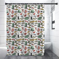 Fishing Equipment Pattern Print Premium Shower Curtain