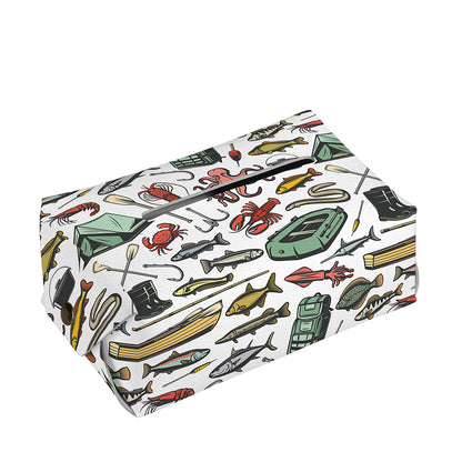 Fishing Equipment Pattern Print Rectangle Tissue Box Cover
