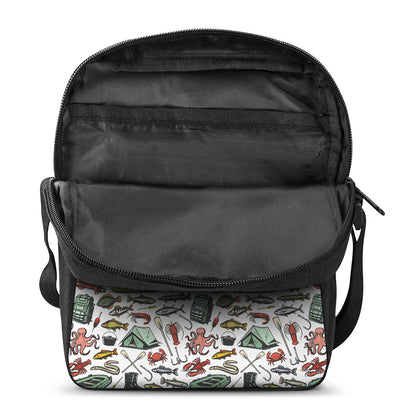 Fishing Equipment Pattern Print Rectangular Crossbody Bag