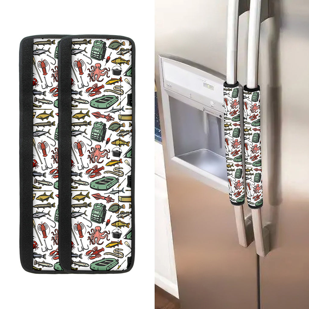 Fishing Equipment Pattern Print Refrigerator Handle Covers