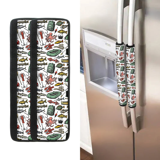 Fishing Equipment Pattern Print Refrigerator Handle Covers