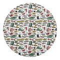 Fishing Equipment Pattern Print Round Blanket