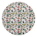 Fishing Equipment Pattern Print Round Blanket