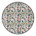 Fishing Equipment Pattern Print Round Floor Mat