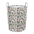 Fishing Equipment Pattern Print Round Laundry Basket