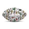 Fishing Equipment Pattern Print Rugby Ball