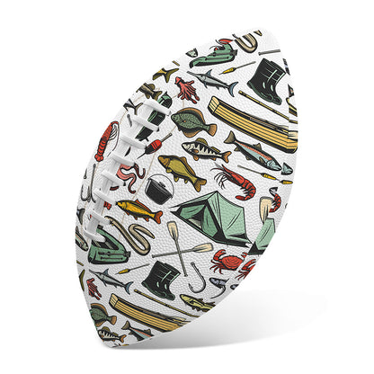 Fishing Equipment Pattern Print Rugby Ball