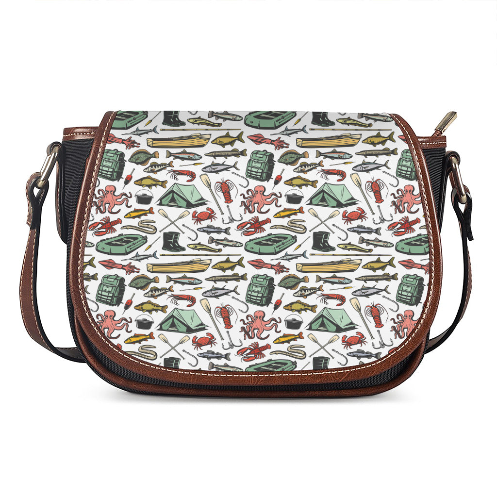 Fishing Equipment Pattern Print Saddle Bag