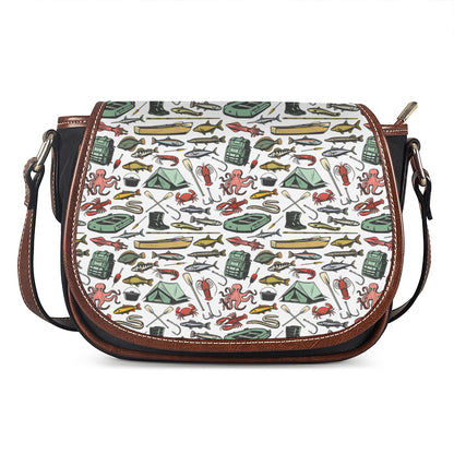 Fishing Equipment Pattern Print Saddle Bag