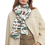 Fishing Equipment Pattern Print Scarf