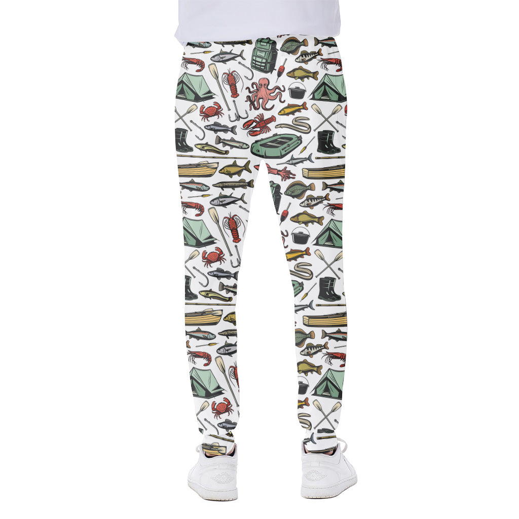 Fishing Equipment Pattern Print Scuba Joggers