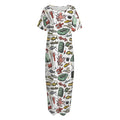 Fishing Equipment Pattern Print Short Sleeve Long Nightdress