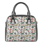 Fishing Equipment Pattern Print Shoulder Handbag