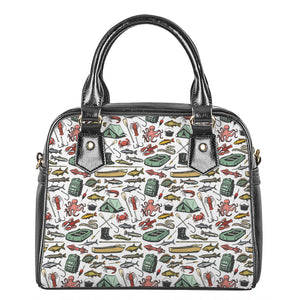 Fishing Equipment Pattern Print Shoulder Handbag